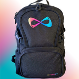 NFINITY PETITE BACKPACK - Black Sparkle with Rainbow Logo